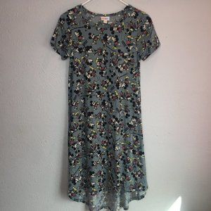 LuLaRoe Carly, XXS, classic Mickey/Minnie short sleeved high/low dress.